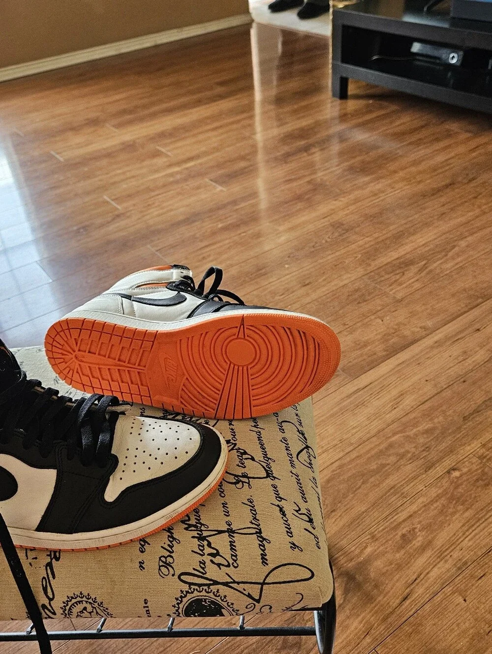 Nike Air Jordan 1 Mid White Black Orange Men's Sneakers